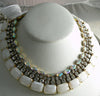 Czech Glass White Opal, Borealis And Rhinestone Necklace - Vintage Lane Jewelry