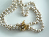 Miriam Haskell Two Strand Glass Pearl Choker Fancy Rhinestone Clasp - Vintage Lane Jewelry