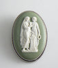 Vintage Silver Wedgwood Green Jasperware Cameo Brooch - Vintage Lane Jewelry