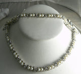 Vintage Bogoff Faux Pearl And Rhinestone Necklace Bracelet Set - Vintage Lane Jewelry