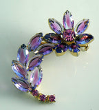 Juliana D & E Purple Rhinestone Flower Brooch - Vintage Lane Jewelry