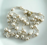 Miriam Haskell Baroque Pearl 3-strand Necklace Earring Set - Vintage Lane Jewelry