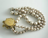 Gorgeous signed Miriam Haskell Baroque pearls and Glass Beads Bracelet - Vintage Lane Jewelry