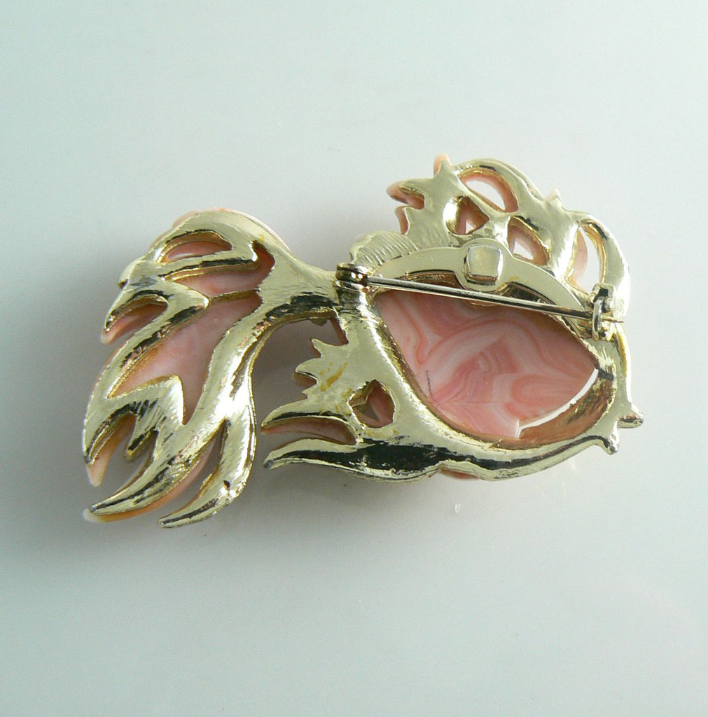 Hattie Carnegie Pink Lucite Angel Fish Brooch - Vintage Lane Jewelry