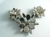 High End Jet Black Faceted Glass Rhinestone Brooch - Vintage Lane Jewelry