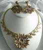 Husar D.  Mauve Czech Glass Rhinestone Necklace And Earring Set - Vintage Lane Jewelry