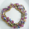 Vintage Colorful Hot Pink And Purple Crystal Multi-strand Necklace - Vintage Lane Jewelry
