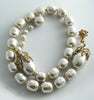 Huge Signed Miriam Haskell Necklace Pear-Shape Baroque Pearls with rhinestones - Vintage Lane Jewelry