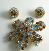 Lisner Blue and Bronze Rhinestone Demi Parure - Vintage Lane Jewelry