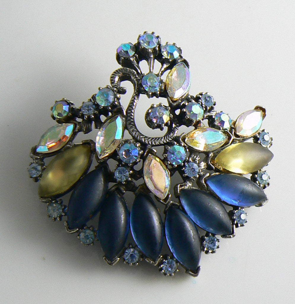 Florenza Blue, Satin and Sparkling AB Demi Parure - Vintage Lane Jewelry