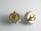 Blue Givre Glass Stone Hattie Carnegie Clip Earrings - Vintage Lane Jewelry
