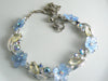 Blue Lucite Rhinestone Flower Necklace - Vintage Lane Jewelry