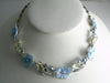 Blue Lucite Rhinestone Flower Necklace - Vintage Lane Jewelry