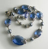 Miriam Haskell Blue Glass Silver Baroque Pearl Necklace - Vintage Lane Jewelry