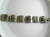 Sterling Mexico abalone mask bracelet - Vintage Lane Jewelry
