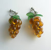 Vintage Amber Glass Grapes and Leaves Earrings - Vintage Lane Jewelry