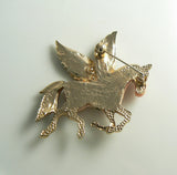Peach Lucite Pegasus Horse Brooch - Vintage Lane Jewelry