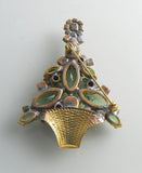 Czech Glass Christmas Flower Tree Pin - Vintage Lane Jewelry