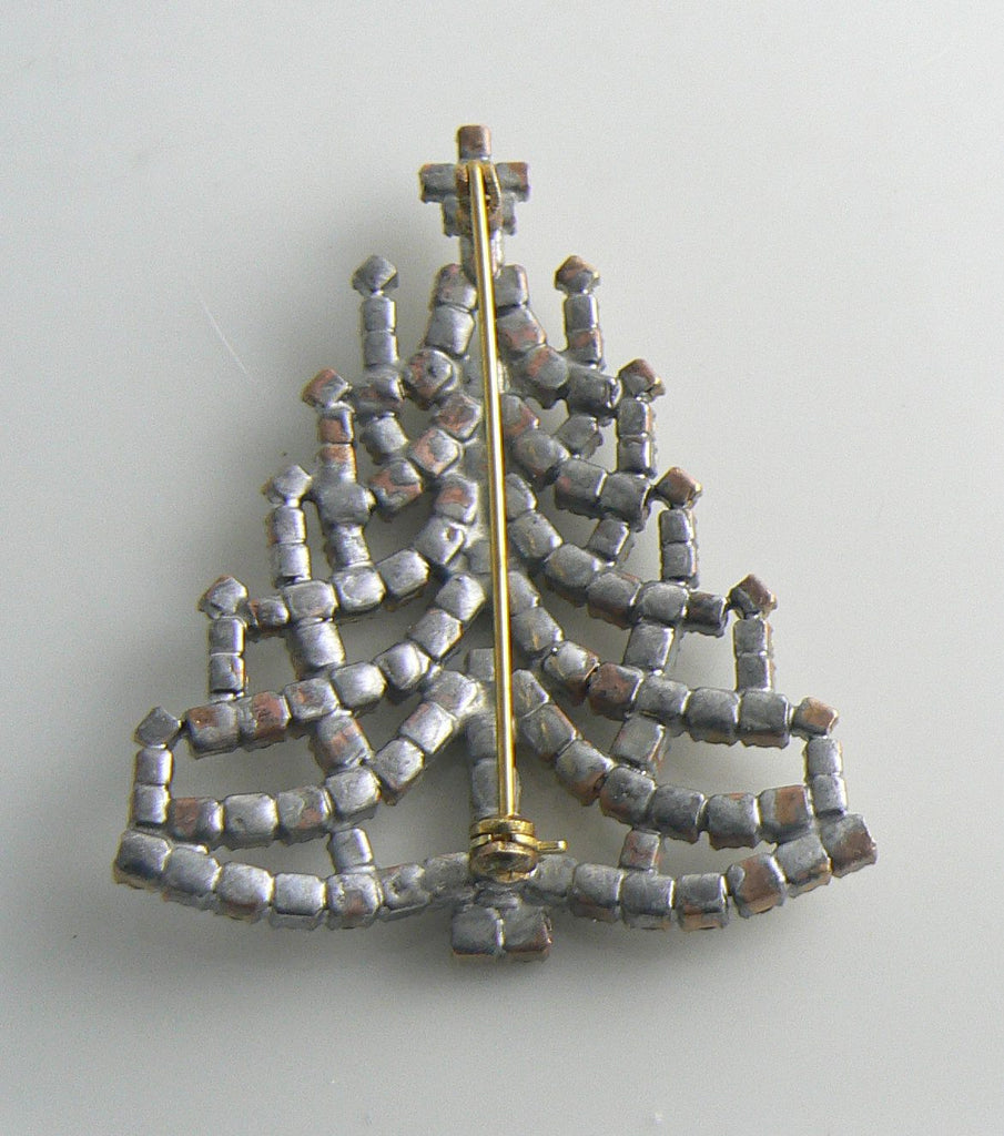 Czech Glass Christmas Tree Brooch - Vintage Lane Jewelry