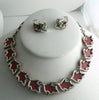 Vintage Red Thermoset Leaves Necklace Earring Set - Vintage Lane Jewelry
