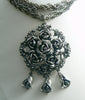 Tortolani Heavy Silver Tone Rose Flowers Necklace Earring Set - Vintage Lane Jewelry