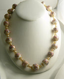 Venetian Wedding Cake Bead Necklace in Ivory and Gold - Vintage Lane Jewelry