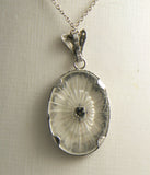 Art Deco Sterling Camphor Glass Diamond Necklace - Vintage Lane Jewelry