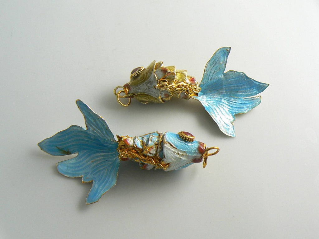 Articulating Enamel Koi Fish Pair - Vintage Lane Jewelry