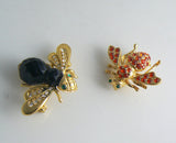 Joan Rivers Rhinestone Bumble Bee Pair - Vintage Lane Jewelry