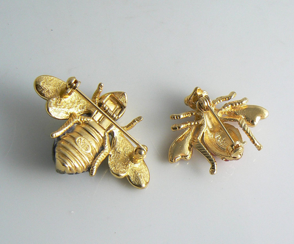 Joan Rivers Rhinestone Bumble Bee Pair - Vintage Lane Jewelry