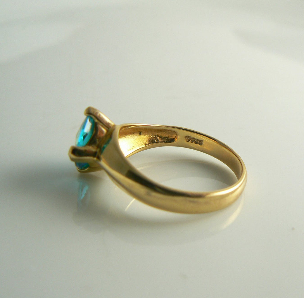 Apatite 14k over sterling solitaire ring - Vintage Lane Jewelry