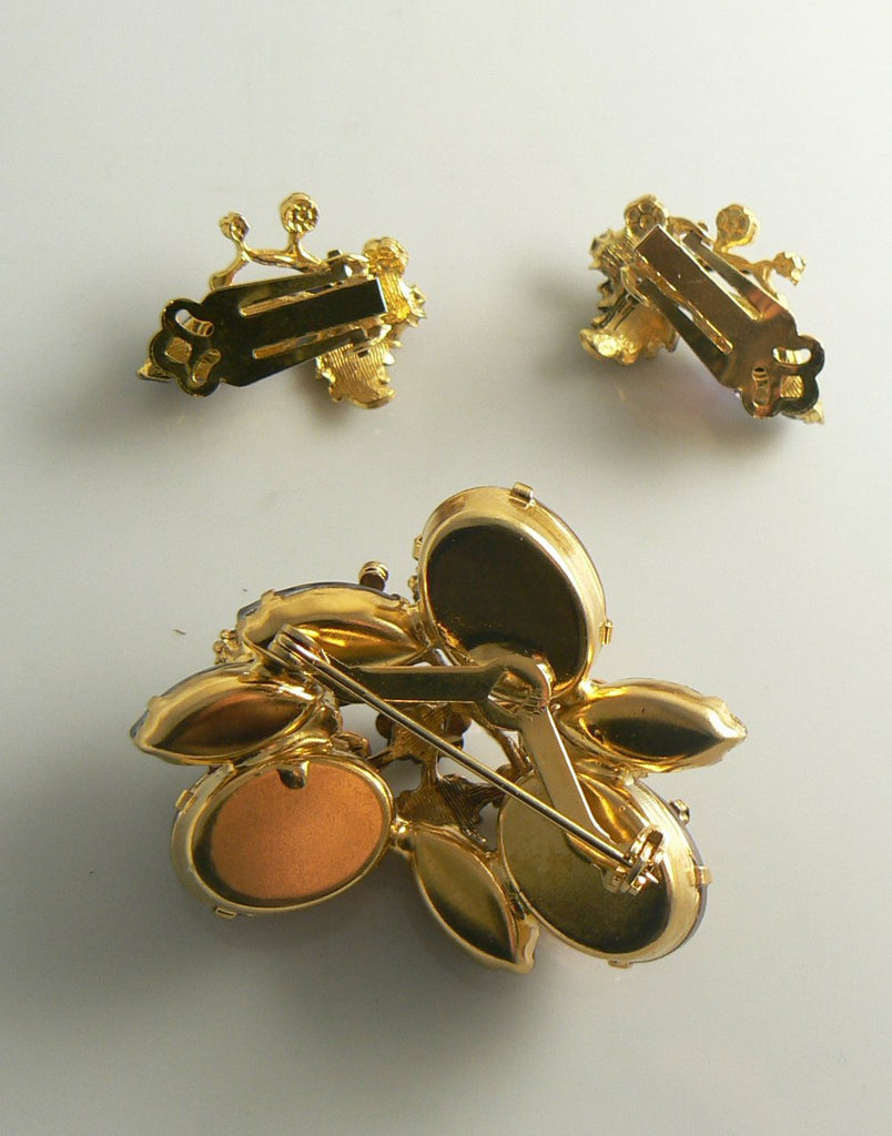 Molded Givre Rhinestone Margarita Stone Demi Parure - Vintage Lane Jewelry