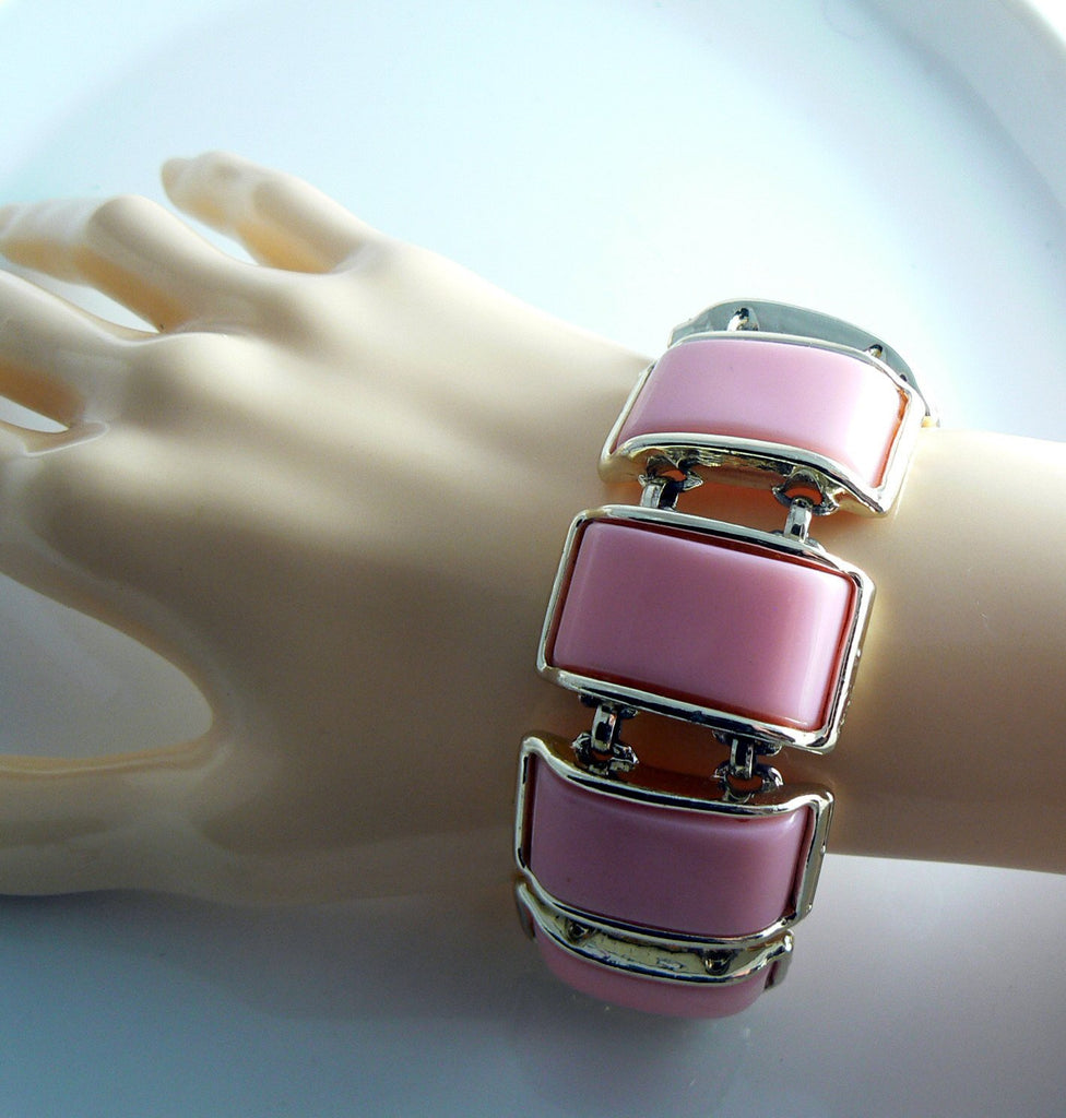 Heavy Pink Beaded Vintage Bracelet - Vintage Lane Jewelry