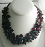 Garnet Red Glass Crystal Cluster Charm Necklace - Vintage Lane Jewelry