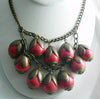 Wood Bead Fringe Hot Pink Charm Necklace - Vintage Lane Jewelry