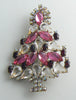 Czech Glass Husar D Pink and Clear Christmas Tree Pin - Vintage Lane Jewelry