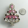 Czech Glass Husar D Pink and Clear Christmas Tree Pin - Vintage Lane Jewelry