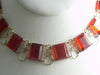 Red Lucite Open Wire Work Necklace Choker - Vintage Lane Jewelry