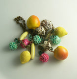 Vintage Spun Cotton Fruit Bead Charm Necklace - Vintage Lane Jewelry