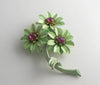 Green Enamel Flower with Pink Rhinestones - Vintage Lane Jewelry