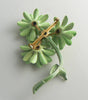 Green Enamel Flower with Pink Rhinestones - Vintage Lane Jewelry