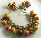 Early Carmen Miranda Fruit Necklace Earring Set - Vintage Lane Jewelry