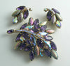 Hollycraft Purple Rhinestone Foil Cabochon Demi Parure - Vintage Lane Jewelry