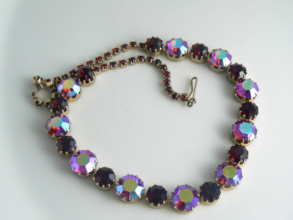 Vintage Karu Arke Multicolored Rhinestone Necklace - Vintage Lane Jewelry