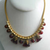 Juliana Golden Mesh Red Rhinestone Dangling Bead Vintage Necklace, Book Piece - Vintage Lane Jewelry