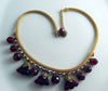 Juliana Golden Mesh Red Rhinestone Dangling Bead Vintage Necklace, Book Piece - Vintage Lane Jewelry