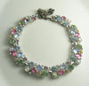 Pastel Rhinestone Silver Tone Necklace - Vintage Lane Jewelry