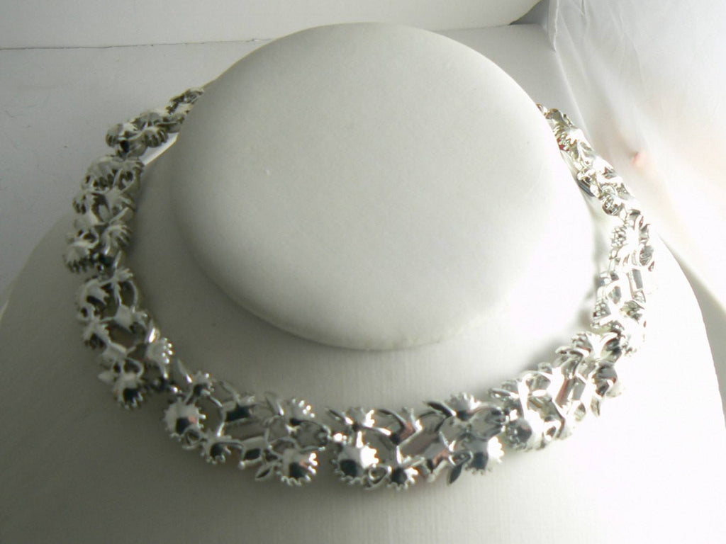 Pastel Rhinestone Silver Tone Necklace - Vintage Lane Jewelry