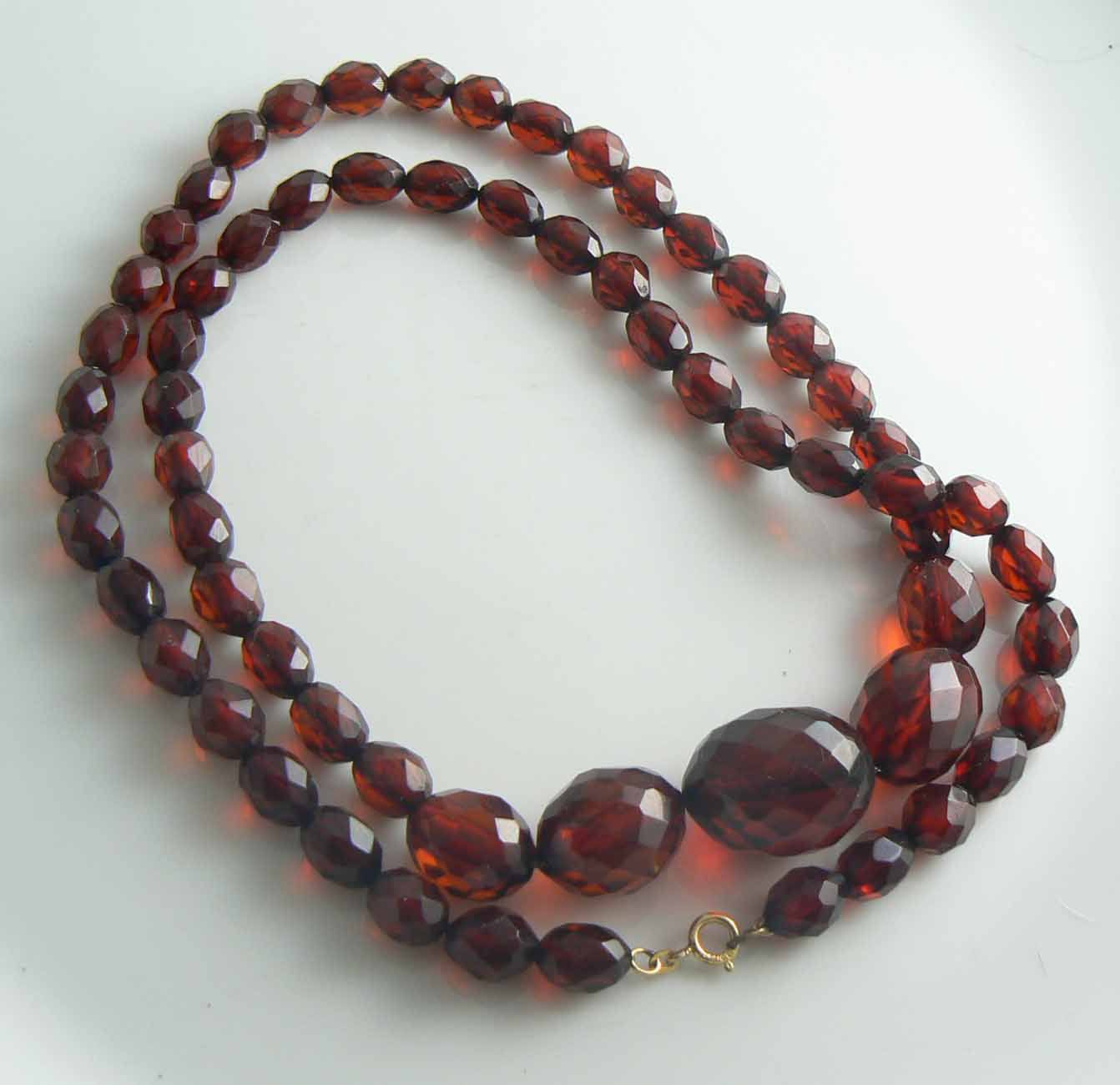 Antique Vintage Cherry Amber Bakelite Art Deco Faceted Necklace ...