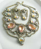 Czech Glass Statement Peach AB Necklace Earrings - Vintage Lane Jewelry